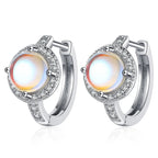 Boucles d'oreilles créoles et pierre de lune