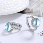 Boucles d'oreilles créoles et pierre de lune