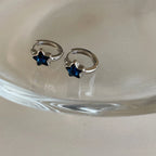 Boucles d'Oreilles Créoles Etoile Bleue