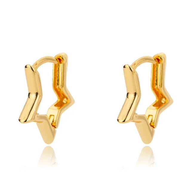 Boucles d'oreilles créoles étoiles géométriques or
