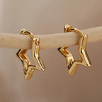 Boucles d'oreilles créoles étoiles géométriques or