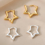 Boucles d'oreilles créoles étoiles géométriques argent