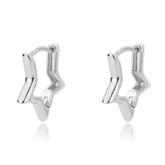 Boucles d'oreilles créoles étoiles géométriques argent