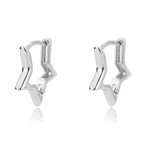 Boucles d'oreilles créoles étoiles géométriques argent