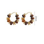 Boucles d'Oreilles Créoles Femme Oeil de Tigre