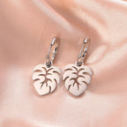 Boucles d'Oreilles Créoles Feuille de Palmier argent