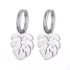 Boucles d'Oreilles Créoles Feuille de Palmier argent