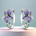 Orecchini a cerchio fiore di iris viola