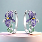 Orecchini a cerchio fiore di iris viola