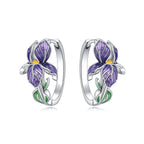 Orecchini a cerchio fiore di iris viola
