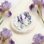 Orecchini a cerchio fiore di iris viola