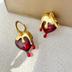 Schmelzende Creolen-Ohrringe Herz Gold