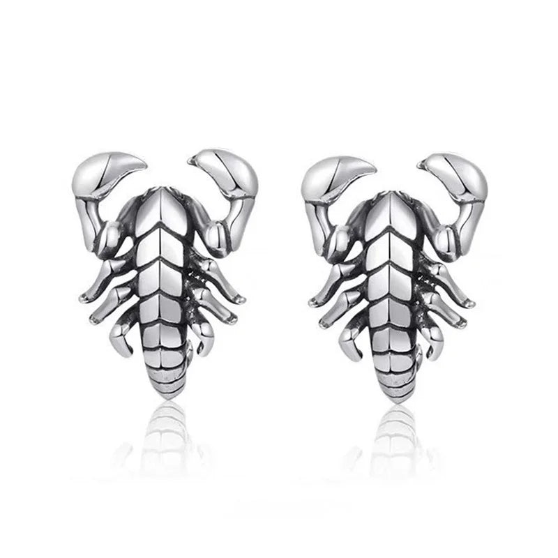 Boucles d'oreilles créoles squelette de scorpion et tête de mort