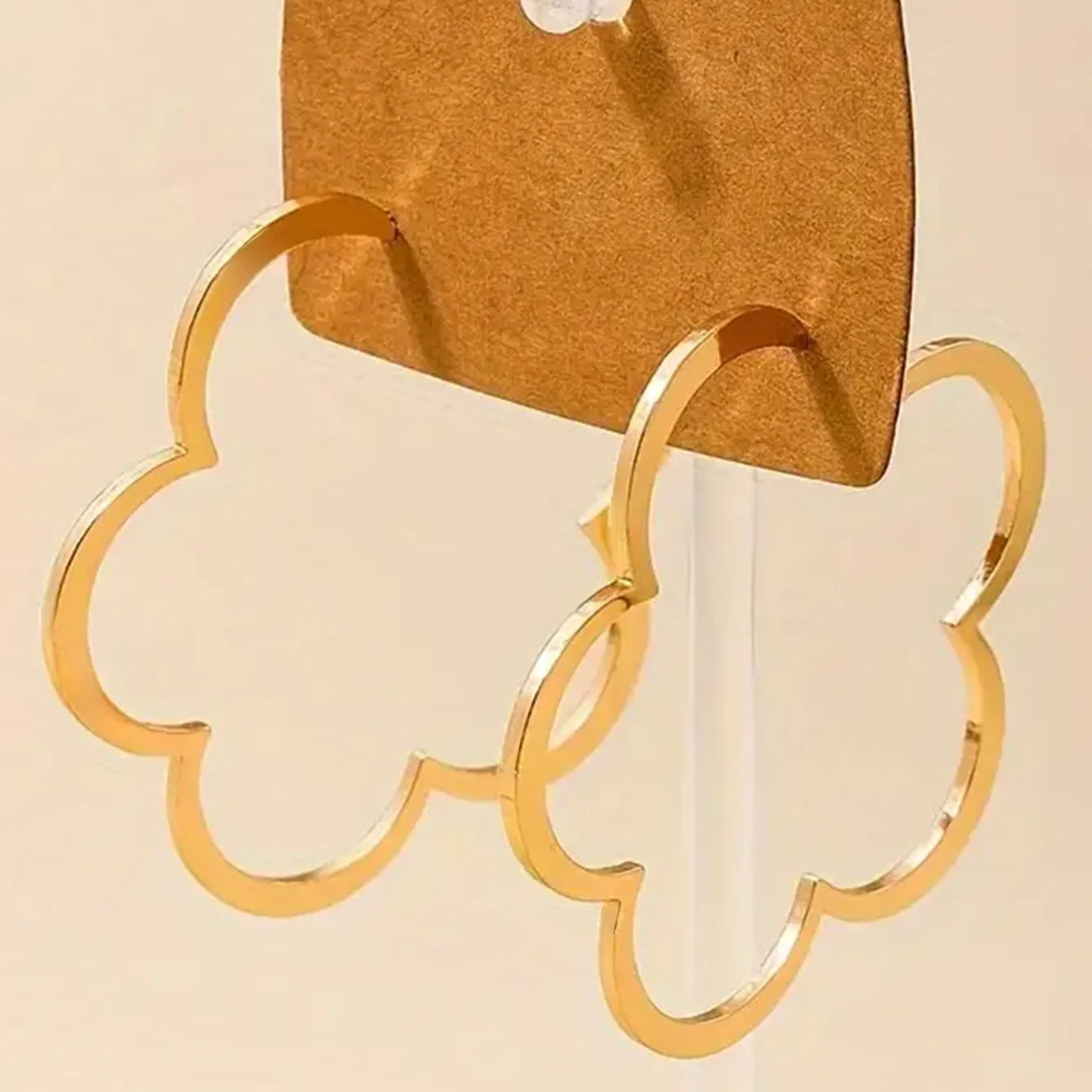 Boucles d'Oreilles Créoles Trèfle 5 feuilles