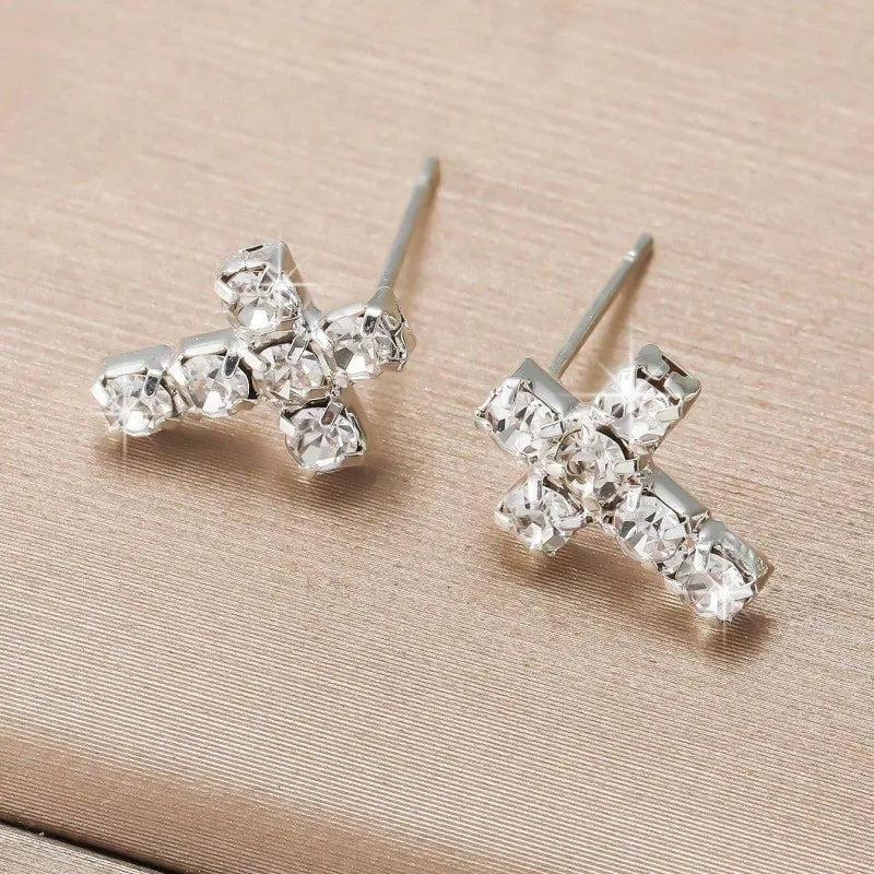 Boucles d'oreilles croix en strass
