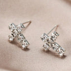 Boucles d'oreilles croix en strass
