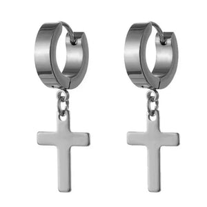 Boucles D'Oreilles Croix Homme Femme argent