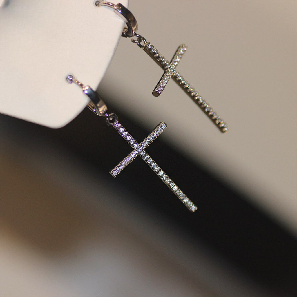 Pendientes de Aro Cruz de Circonita 