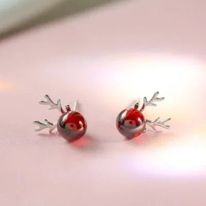 Boucles d'Oreilles de Noël Clou Rennes de Neiges