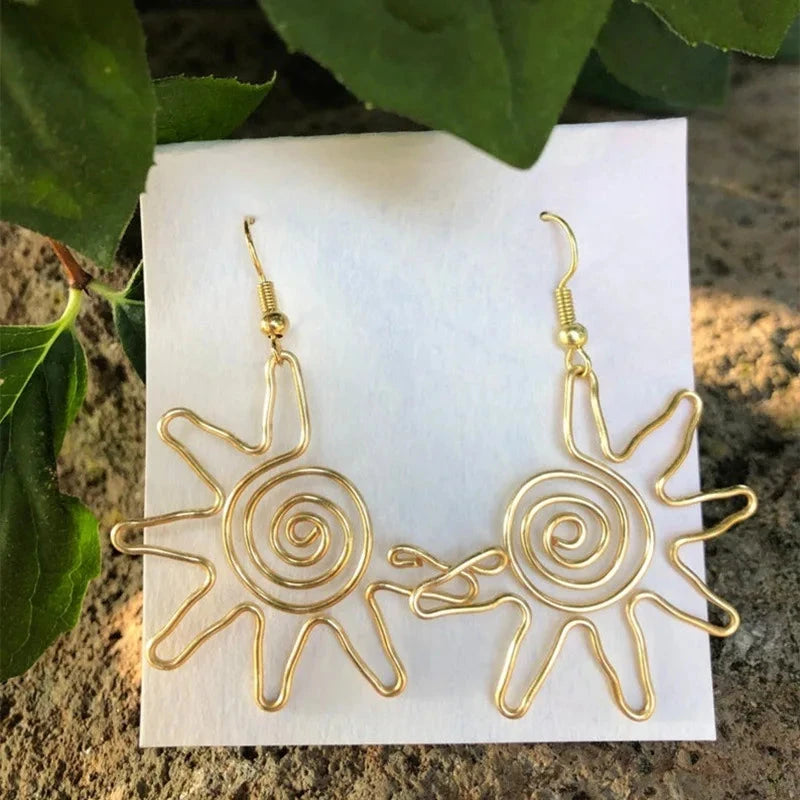 Boucles d'Oreilles de Style Pendantes Soleil