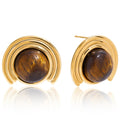 Boucles d'oreilles demi-lune dorées en pierre d'oeil de tigre