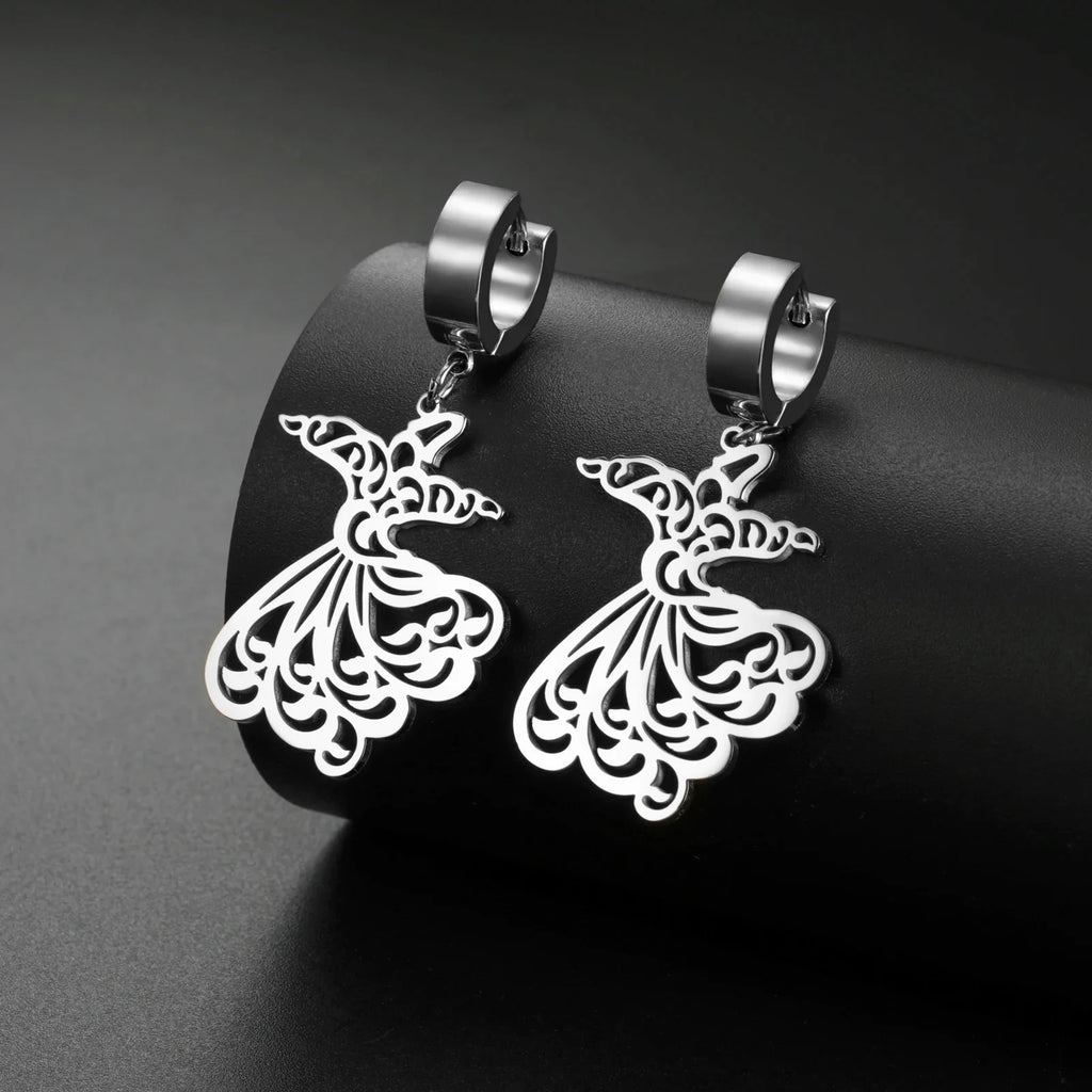Boucles d'oreilles pendantes pour femme Ramadan arabe argent