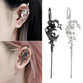 "Ear Cuff" ay küresi ve yıldızlar siyah küpe