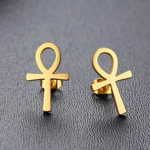 Boucles d'Oreilles Egypte Croix d'Ankh Homme Femme Or