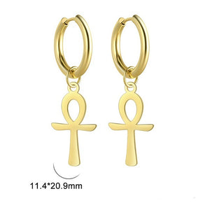 Boucles d'Oreilles Egyptiennes Croix D'Ankh Femme