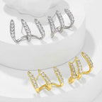 Boucles d'oreilles élégantes avec strass à trois griffes
