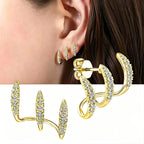 Boucles d'oreilles élégantes avec strass à trois griffes