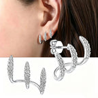 Boucles d'oreilles élégantes avec strass à trois griffes