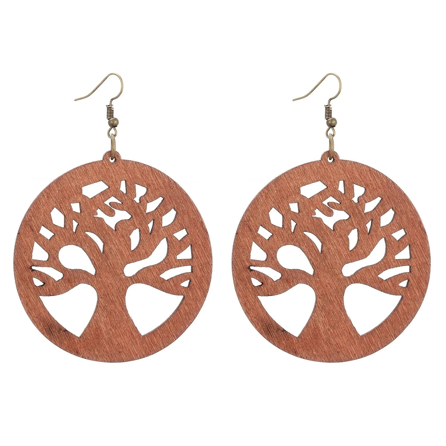 Boucles d'Oreilles en Bois Pendantes Arbre de Vie