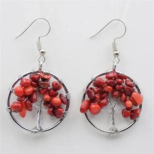 Boucles d'Oreilles en Pierres Arbre de Vie