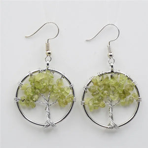 Boucles d'Oreilles en Pierres Arbre de Vie