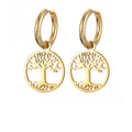 Boucles d'Oreilles Femme Créoles Pendantes Arbre de Vie or
