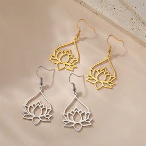 Boucles d'Oreilles Femme Pendantes Fleur de Lotus