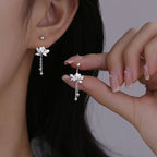 Damen Ohrringe Hängend Lotusblume Silberfarben