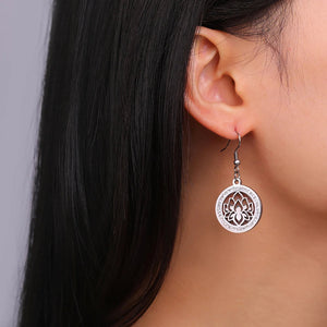 Boucles d'Oreilles Femme Pendantes Fleur de Lotus Dawapara