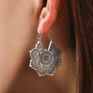 Boucles D’Oreilles Femmes Mandala Fleur argent