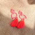 Boucles D'Oreilles Flamants Roses Plumeaux