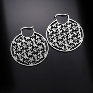 Boucles d'Oreilles Fleur de Vie Mandala Dawapara Femme argent