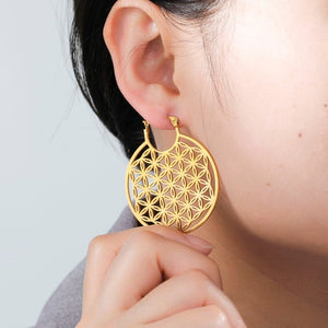 Boucles d'Oreilles Fleur de Vie Mandala Dawapara Femme or