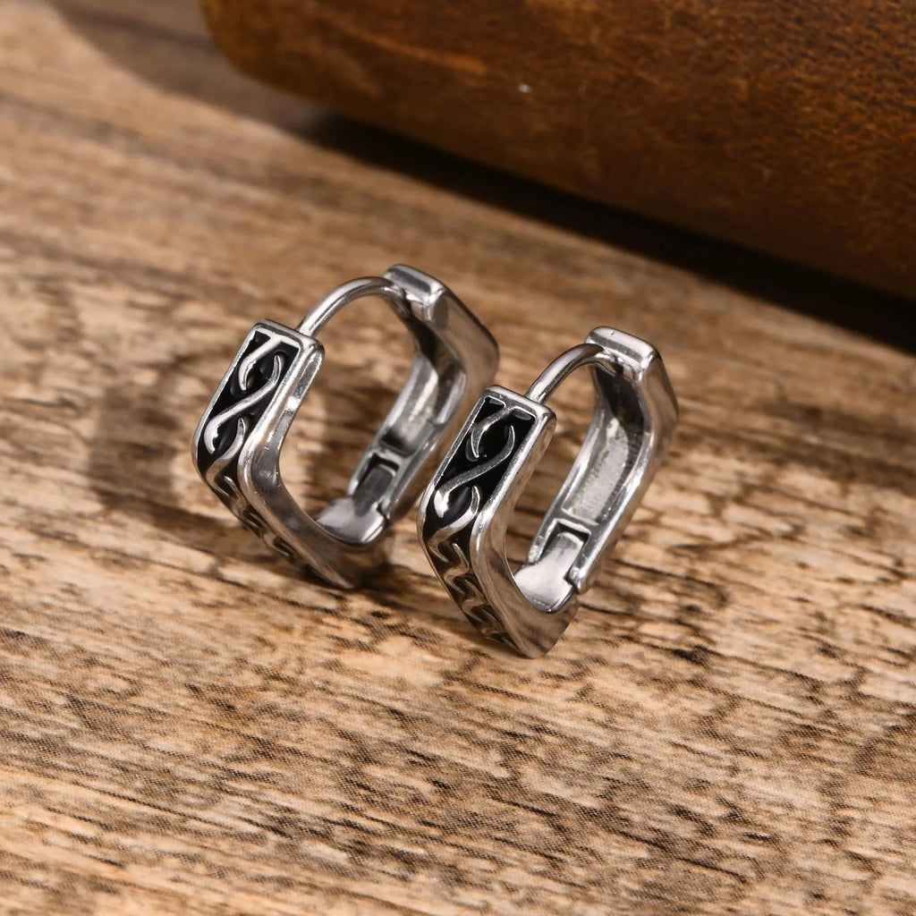 Pendientes Geométricos Vikingos para Hombre en plata