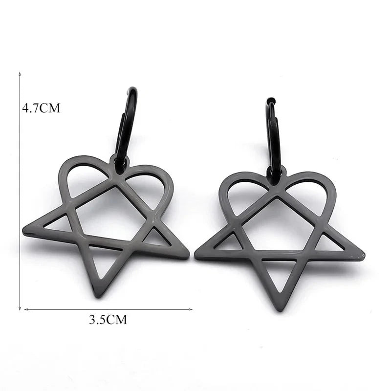 Boucles d'Oreilles Goth "Heartagram" Coeur Pentagramme