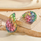 Boucles d'oreilles goutte d'eau pavées de cristaux colorés multicolore