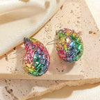 Boucles d'oreilles goutte d'eau pavées de cristaux colorés multicolore