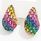 Boucles d'oreilles goutte d'eau pavées de cristaux colorés multicolore
