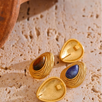 Boucles d'oreilles goutte d'eau texturées en pierre d'oeil de tigre