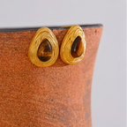 Boucles d'oreilles goutte d'eau texturées en pierre d'oeil de tigre